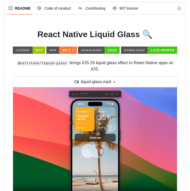 React Native Liquid Glass — эффект iOS 26 в мобильном интерфейсе