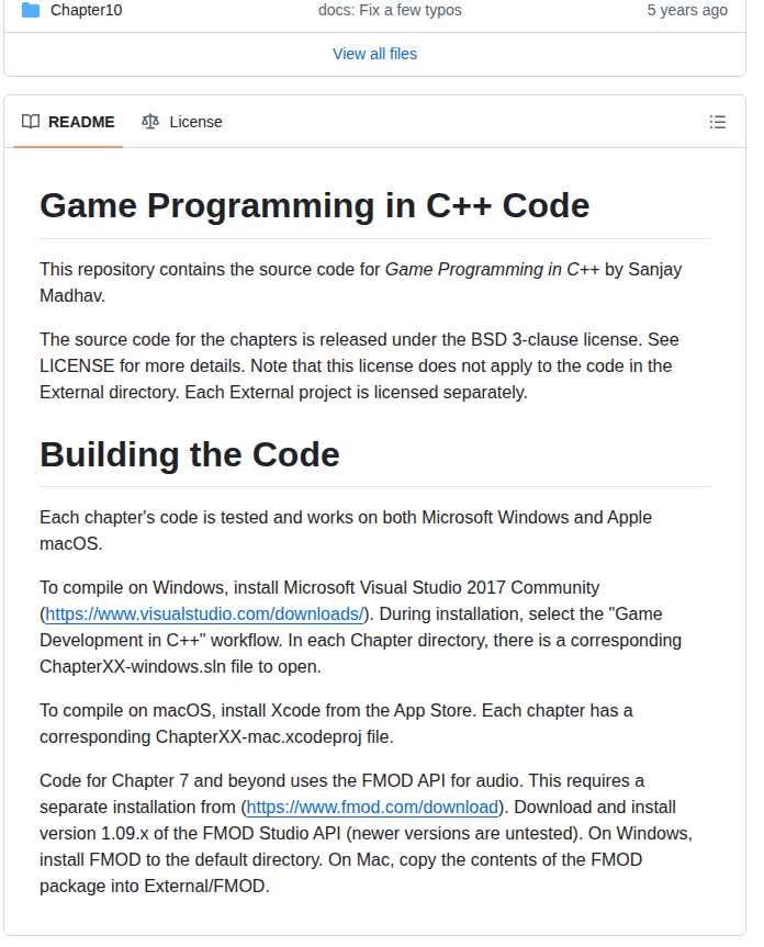 Game Programming in C++ — примеры к книге и требования сборки