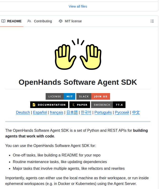OpenHands Software Agent SDK — изображение проекта