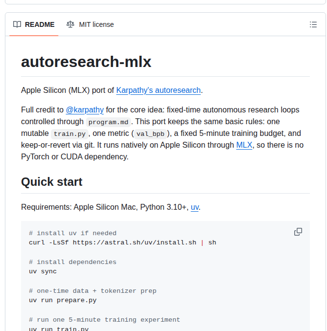 Autoresearch-MLX — изображение проекта