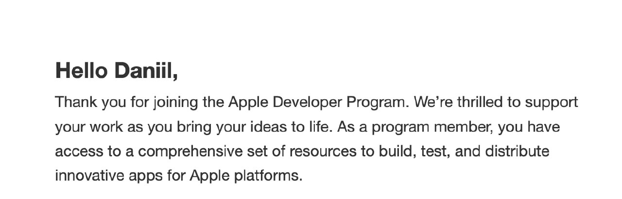 Ура, я получил аккаунт разработчика в Apple!